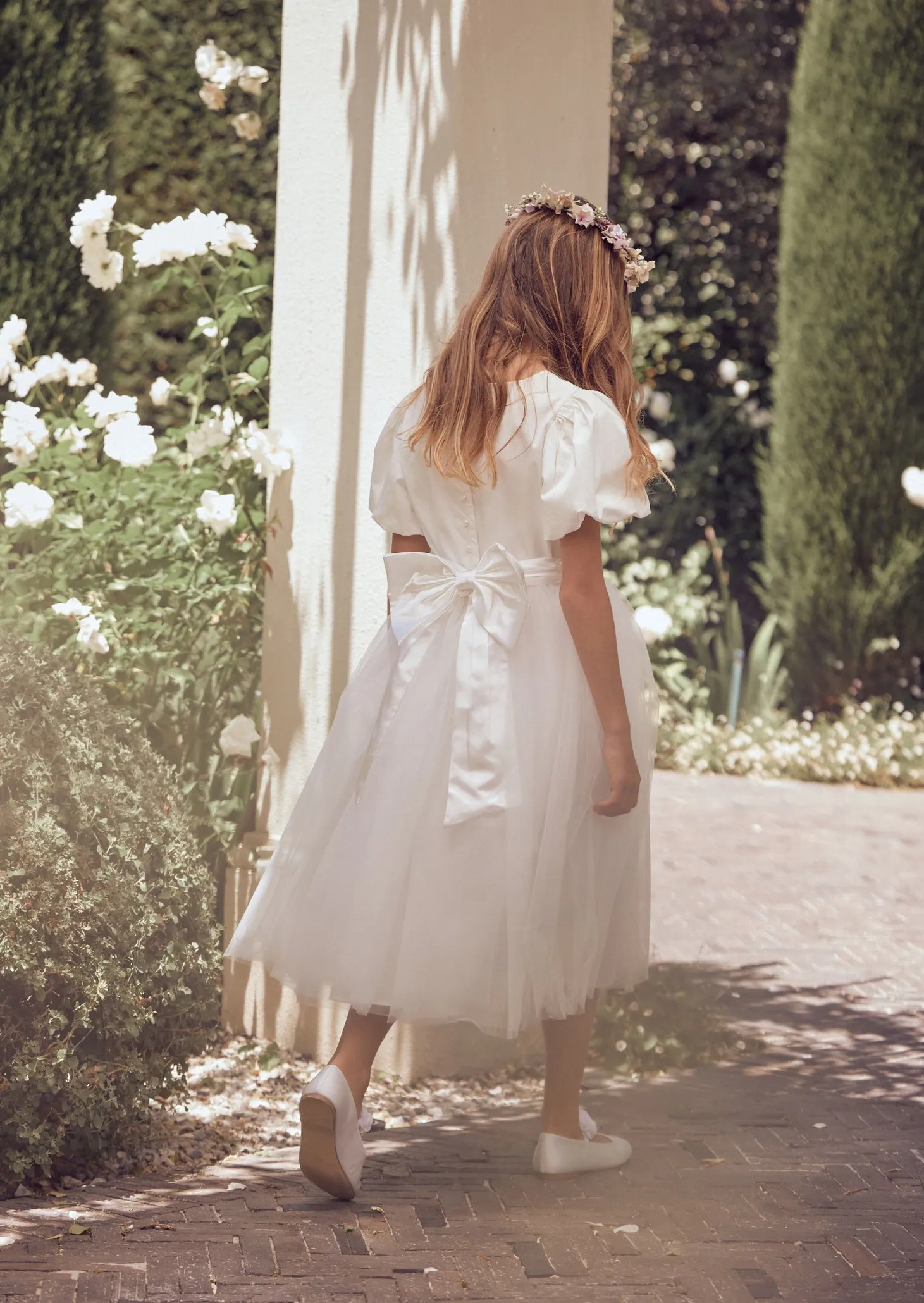 Selene Tulle Dress with Ivory Sash