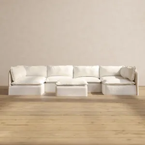 Slipcover Only - Modular Performance 6-Seater Open-Ends U-Sectional   Ottoman | Knit Boucle in Mousse