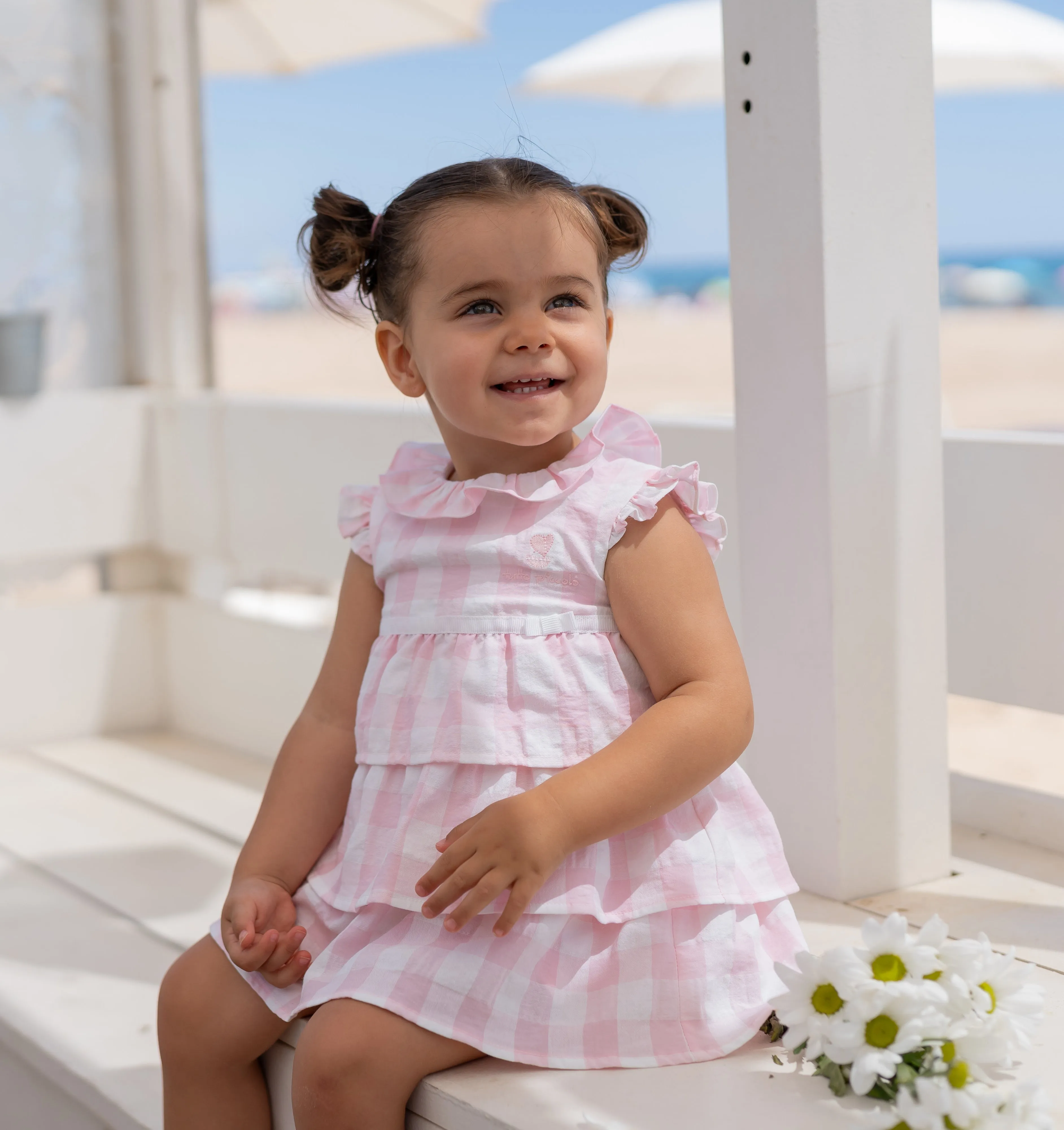 SS24 Tutto Piccolo Girls Pink & White Check Dress