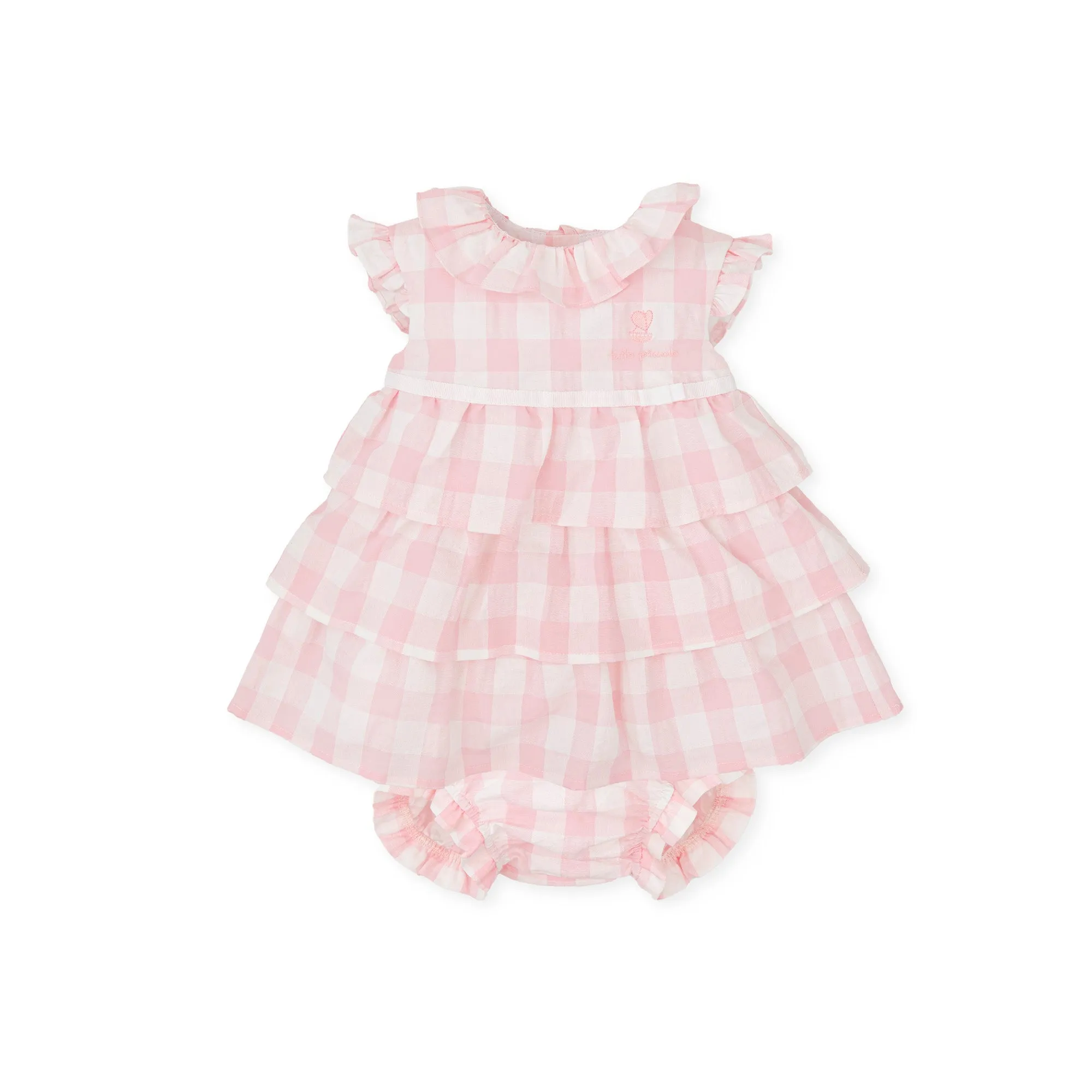 SS24 Tutto Piccolo Girls Pink & White Check Dress