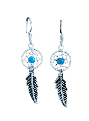 Sterling Silver Dreamcatcher Hanging Earrings