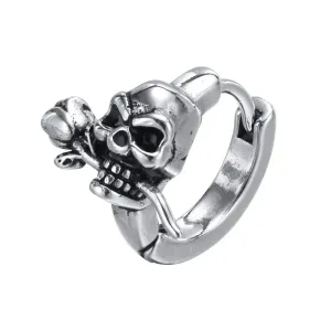 TEEK - Mens Punk Gothic Skull Hoop Huggie Earrings