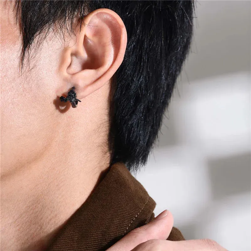 TEEK - Mens Punk Gothic Skull Hoop Huggie Earrings