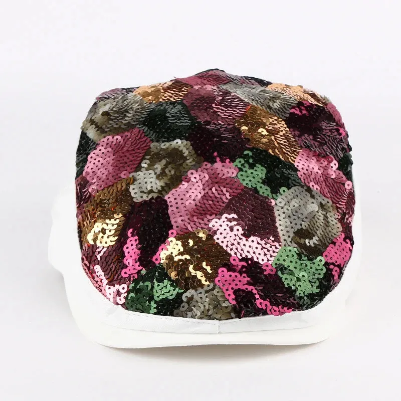 TEEK - Sequin Floral Beret Cap