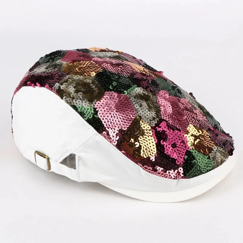 TEEK - Sequin Floral Beret Cap