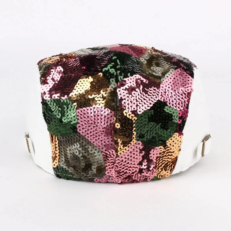 TEEK - Sequin Floral Beret Cap