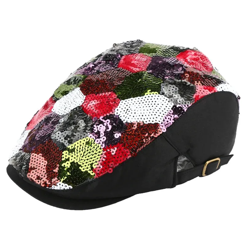 TEEK - Sequin Floral Beret Cap