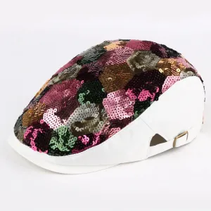 TEEK - Sequin Floral Beret Cap