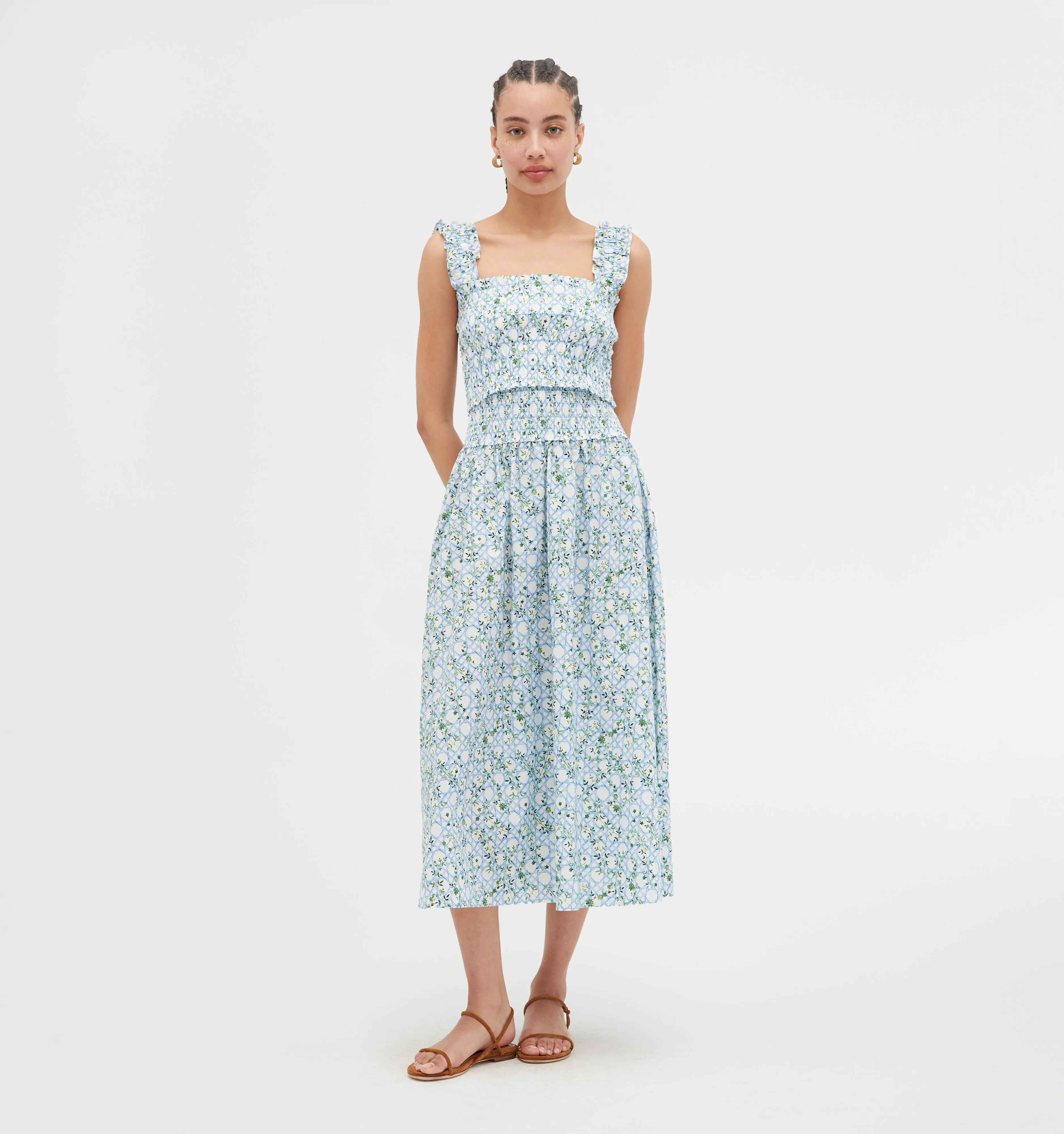 The Delphine Nap Skirt - Blue Basketweave Vine