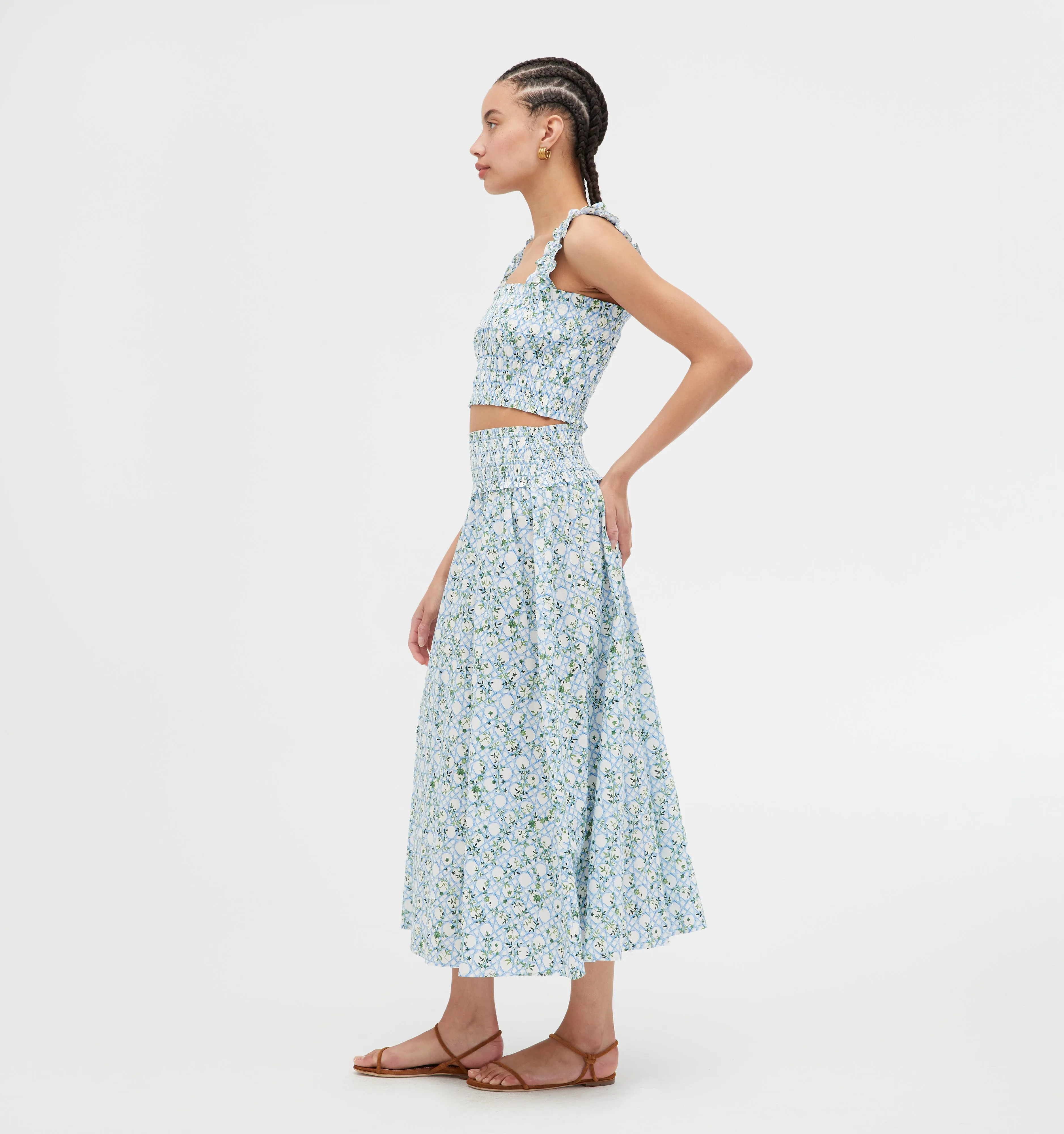 The Delphine Nap Skirt - Blue Basketweave Vine