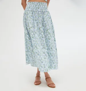 The Delphine Nap Skirt - Blue Basketweave Vine