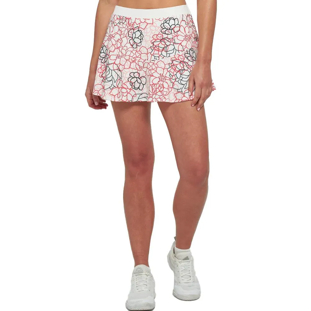 Women's Dash 13 Inch Tennis Skort Floral Dots and White