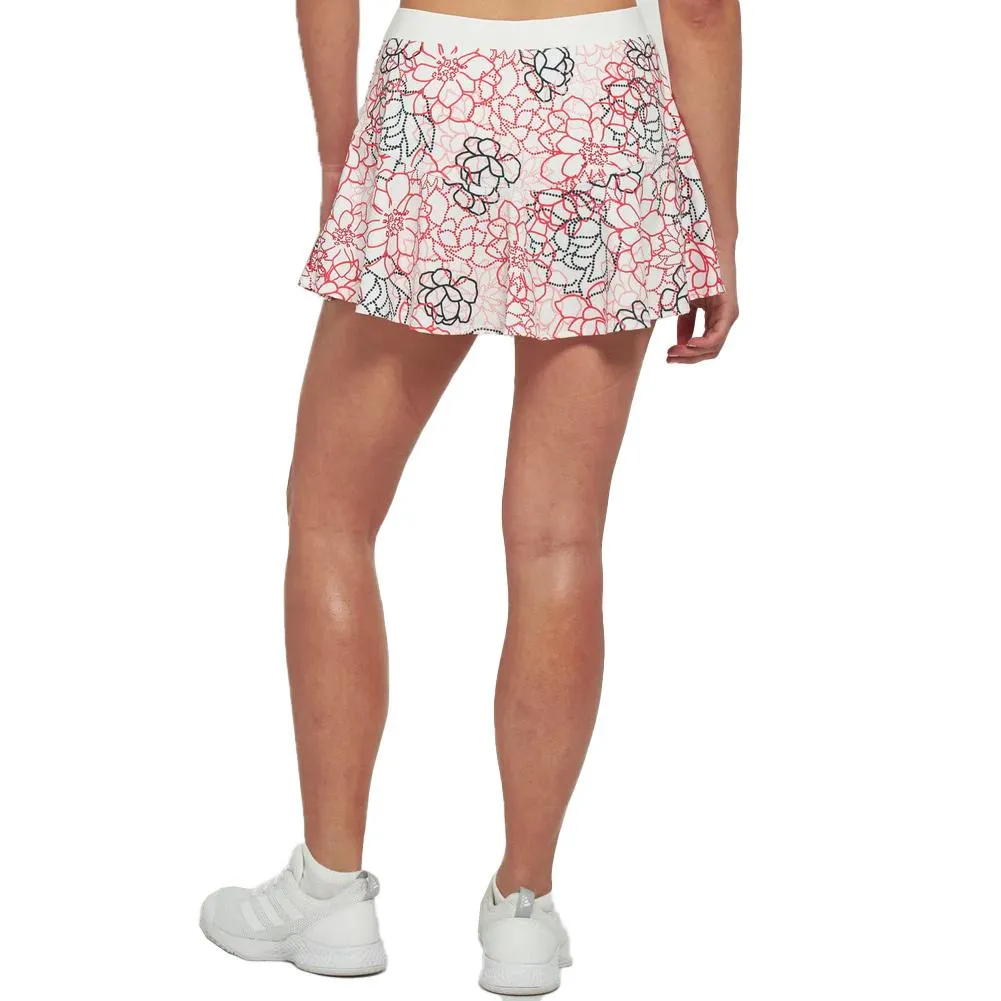 Women's Dash 13 Inch Tennis Skort Floral Dots and White