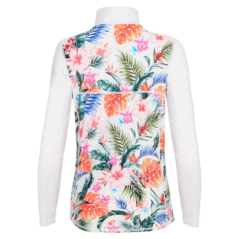 Womens Relaxed Mock Zip Tennis Top Hawaiian Terrace